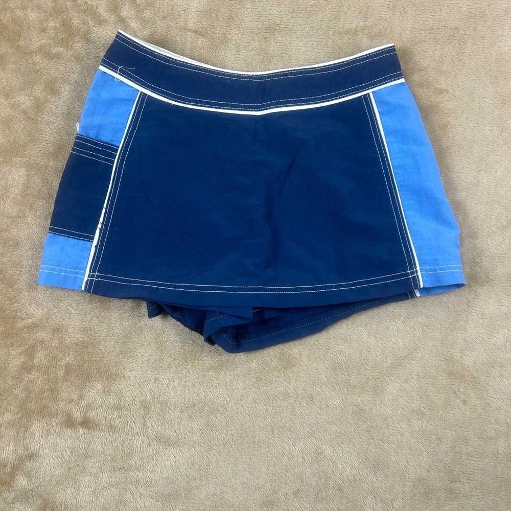 Sideout Womens Vintage Blue Colorblock Swim Skort Shorts Size 9 CQW6245 USA Made